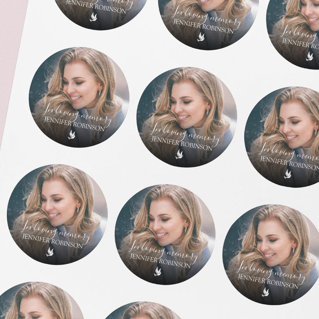 Pegatina Redonda Minimalistic In Loving Memory Photo (Subido por el creador)