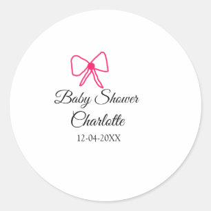 PEGATINA REDONDA MÍNIMO DE FECHA DE AÑADIDA DE NOMBRE DE BABY SHOWE