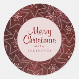 Pegatina Redonda Mínimo Navidades Copos de nieve y marrón de estrel