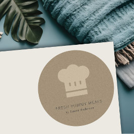 Pegatina Redonda Mínimo Rústico Gorra de Chef de Black Kraft