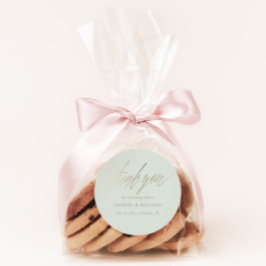 Pegatina Redonda Mínimo Sage Green y Faux Gold Wedding Favor