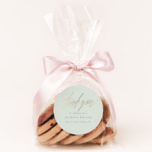 Pegatina Redonda Mínimo Sage Green y Faux Gold Wedding Favor