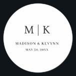 Pegatina Redonda Mínimo y Moda | BODA<br><div class="desc">Mínimo y Moda | Pegatina redonda clásica de Boda blanco y negroEstas elegantes y modernas toallas de ducha de boda o de novia presentan un sencillo diseño de texto en blanco y negro que rebosa de estilo minimalista. Añada sus iniciales o su monograma para hacerlas completamente propias.</div>