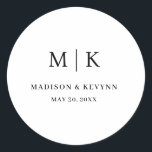 Pegatina Redonda Mínimo y Moda | BODA<br><div class="desc">Mínimo y Moda | Pegatina redonda clásica de Boda blanco y negroEstas elegantes y modernas toallas de ducha de boda o de novia presentan un sencillo diseño de texto en blanco y negro que rebosa de estilo minimalista. Añada sus iniciales o su monograma para hacerlas completamente propias.</div>