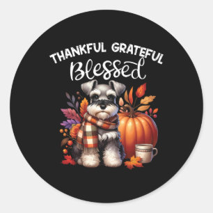 Pegatina Redonda Ministra Schnauzer Perro Calabaza Spice Happy Fall