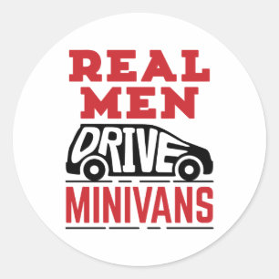 Pegatina Redonda Minivás de transmisión de hombres reales