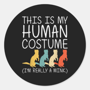 Pegatina Redonda Mink Halloween Disfraz Humano Rastreo fácil