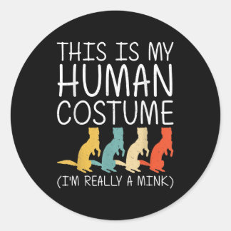 Pegatina Redonda Mink Halloween Disfraz Humano Rastreo fácil