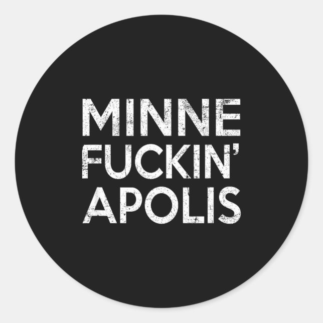 Pegatina Redonda Minnealis Minnesota Funny Rude Retro Gag Gift  (Anverso)