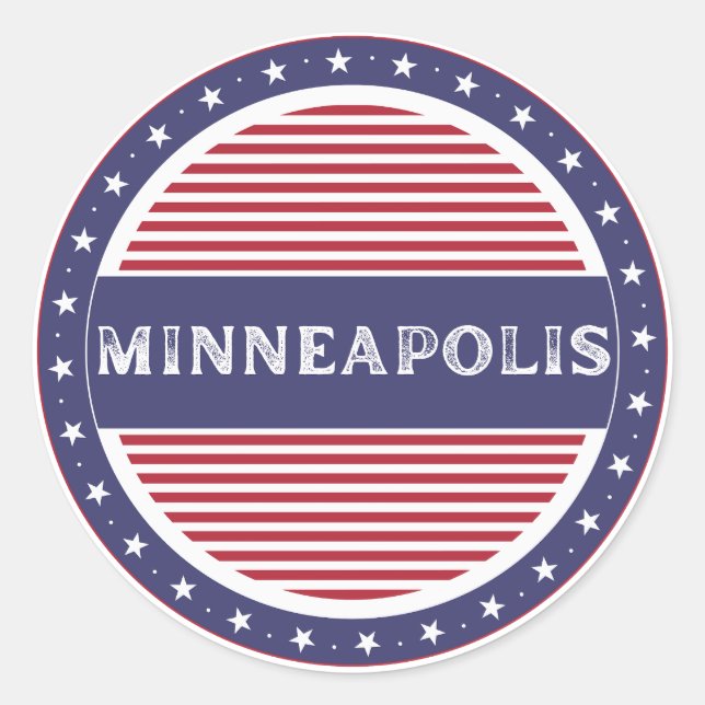 Pegatina Redonda Minneapolis City Pride Emblem – American Identity (Anverso)