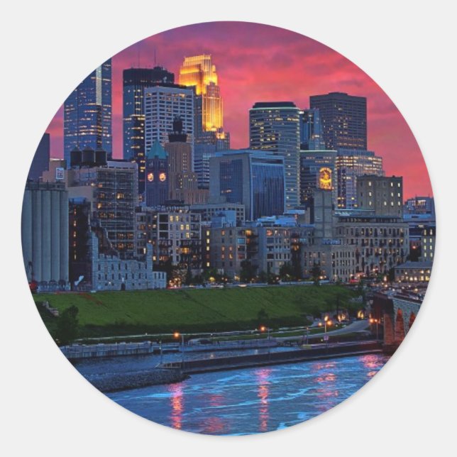 Pegatina Redonda Minneapolis Eye Candy (Anverso)