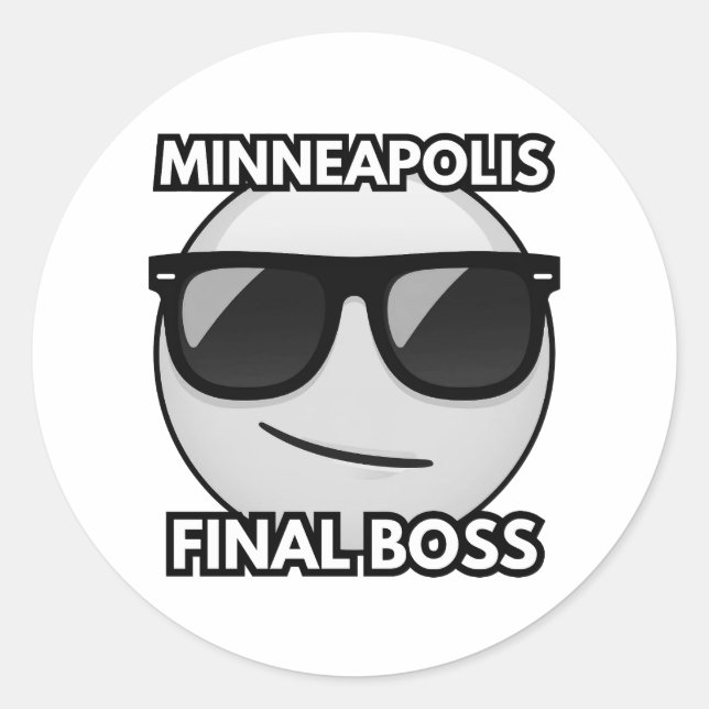 Pegatina Redonda Minneapolis Final Boss Cool Emoji Sticker (Anverso)
