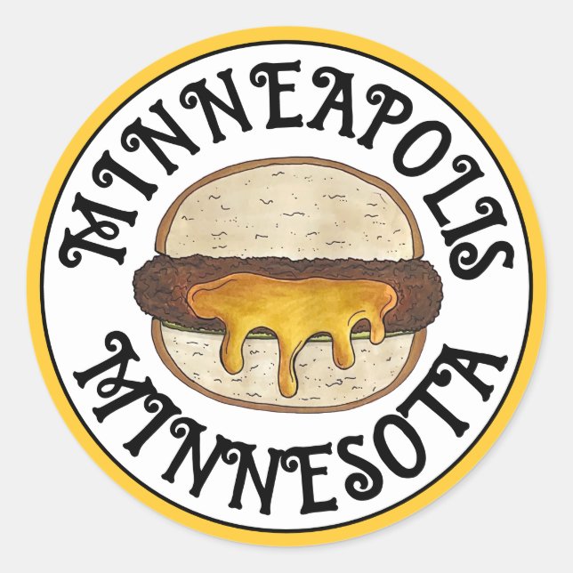 Pegatina Redonda Minneapolis Minnesota MN Juicy Lucy Quese Burger (Anverso)