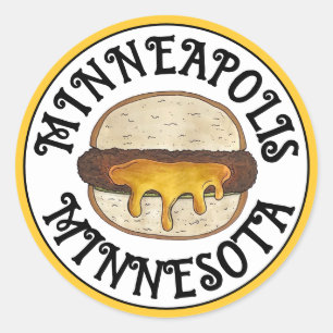 Pegatina Redonda Minneapolis Minnesota MN Juicy Lucy Quese Burger