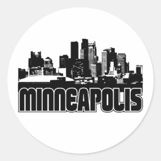 Pegatina Redonda Minneapolis Skyline
