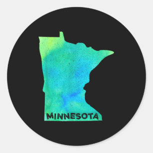 Pegatina Redonda Minnesota Hogar Estado Mujeres Hombres Niño Raíces
