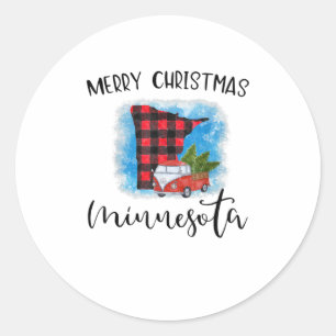 Pegatina Redonda Minnesota Merry Christmas Camiseta Bu
