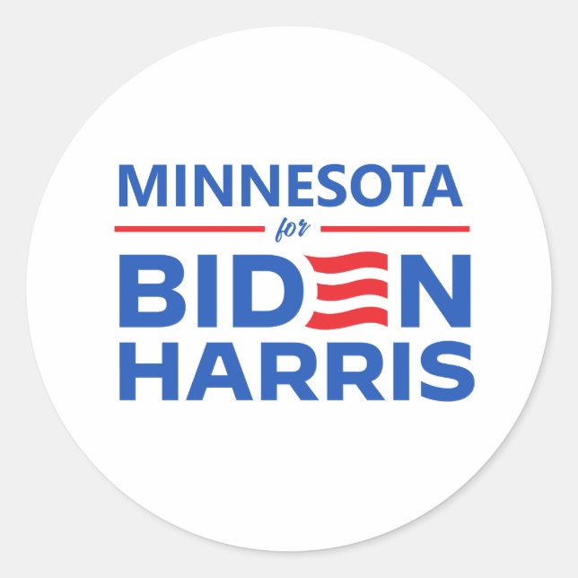 Pegatina Redonda Minnesota para Biden Harris (Anverso)