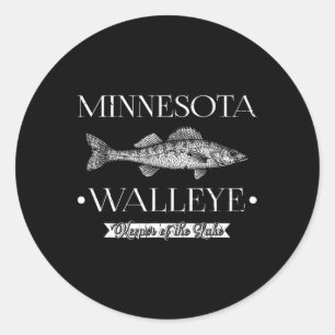 Pegatina Redonda Minnesota Walleye Midwest Fisher Angler