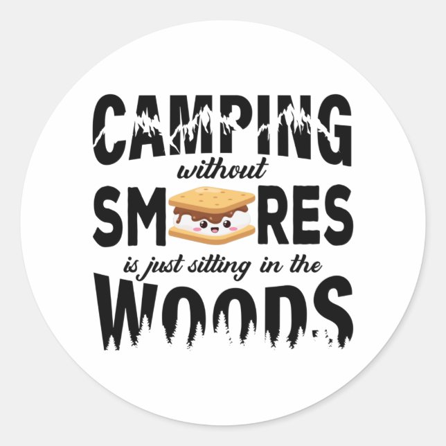 Pegatina Redonda Minores Camping Tomas Campfire al aire libre (Anverso)