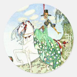 Pegatina Redonda Minotte, la princesa de cuento de Kay Nielsen