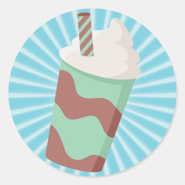 Pegatina Redonda Mint Choc Milkshake (Anverso)
