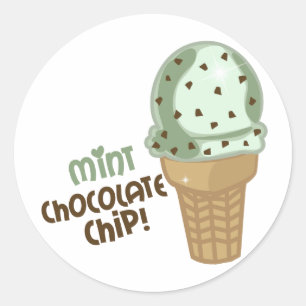 Pegatina Redonda Mint Chocolate Chip con texto