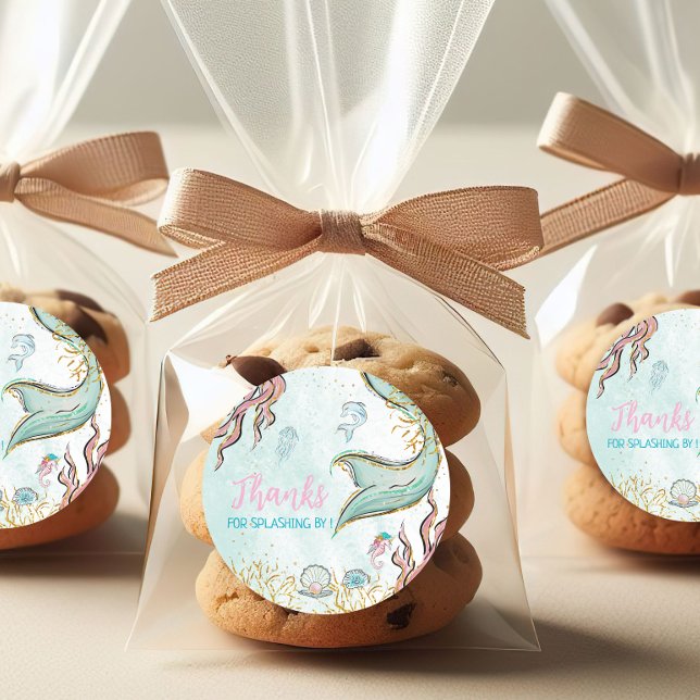 Pegatina Redonda Mint Glitter Mermaid tail Thank You (Subido por el creador)