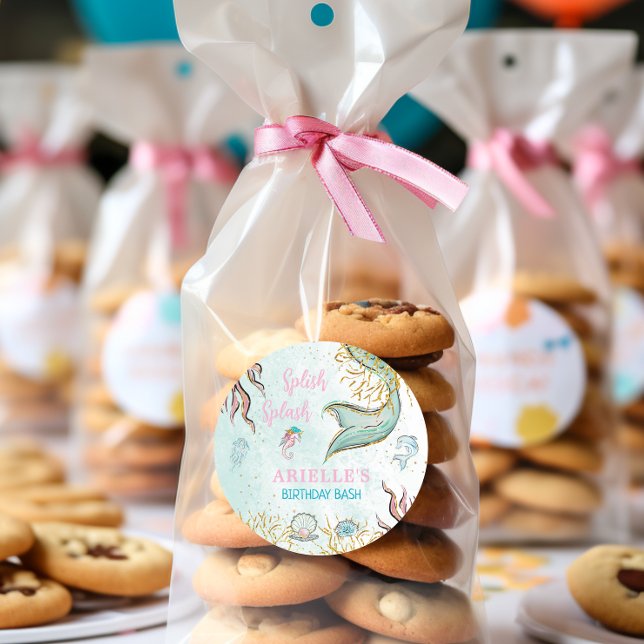 Pegatina Redonda Mint Glitter Mermaid tail under the sea  (Subido por el creador)