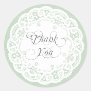 Pegatina Redonda Mint Lace Doily Gracias Pegatinas