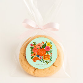 Pegatina Redonda Mint Little Pumpkin Baby Shower