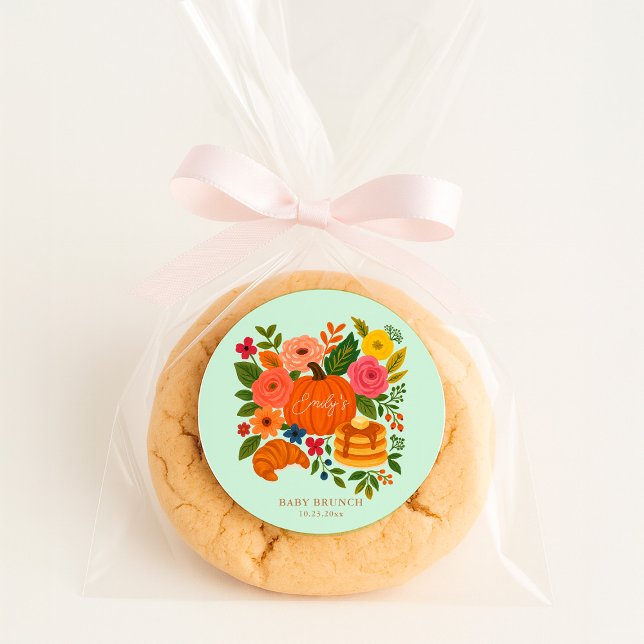 Pegatina Redonda Mint Little Pumpkin Baby Shower (Subido por el creador)