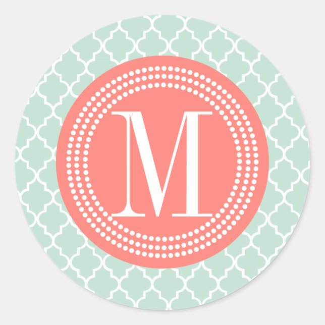 Pegatina Redonda Mint Marruecos Tiles Lattice Personalizado (Anverso)