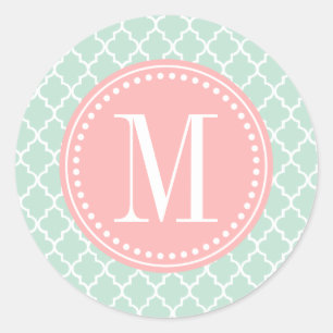 Pegatina Redonda Mint Marruecos Tiles Lattice Personalizado