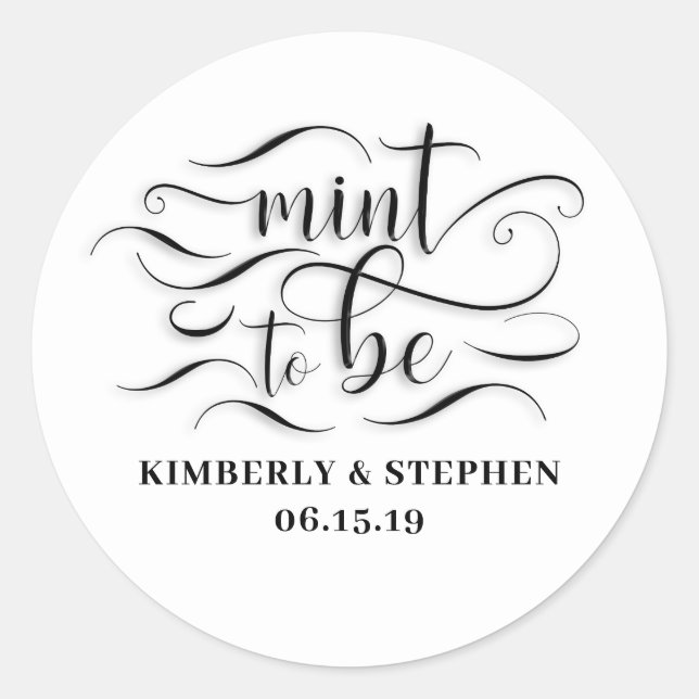 Pegatina Redonda Mint To Be Boda (Anverso)