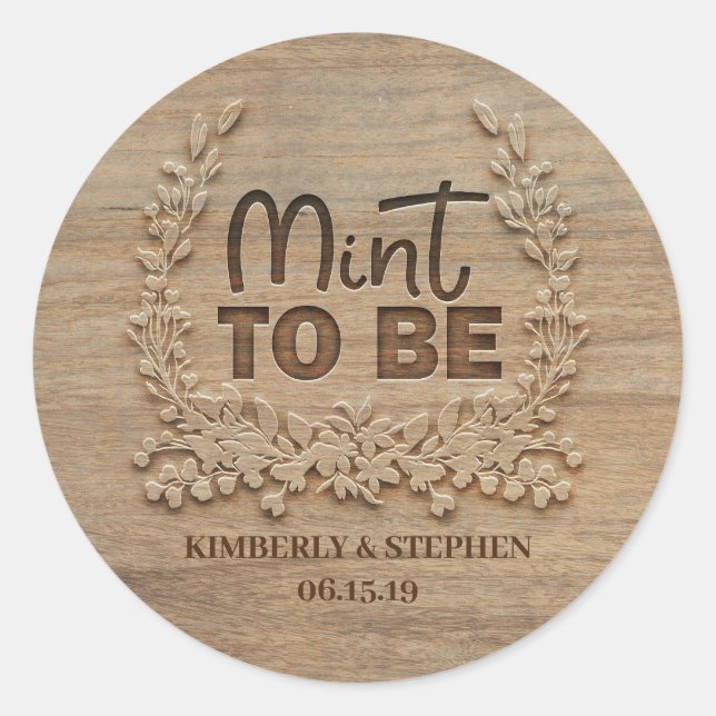 Pegatina Redonda Mint To Be Boda (Anverso)