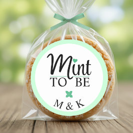 Pegatina Redonda Mint to Be Monogram Wedding Bridal Shower