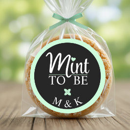 Pegatina Redonda Mint to Be Monogram Wedding Bridal Shower