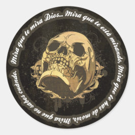 Pegatina Redonda Mira que te mira dios