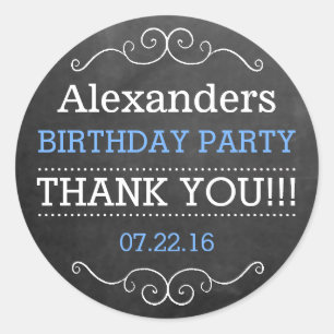 Pegatina Redonda Mirada a Chalkboard - Fiesta de cumpleaños