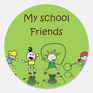 Pegatina Redonda Mis amigos de la escuela