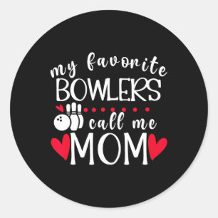 Pegatina Redonda Mis Bowlers Favoritarios Me Llaman Mamá Boliche De