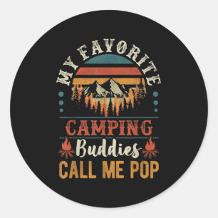 Pegatina Redonda Mis compañeros de camping favoritos me llaman Pop