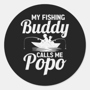 Pegatina Redonda Mis compañeros de pesca me llaman Popo Día del Pad