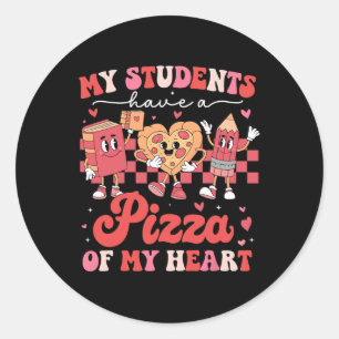 Pegatina Redonda Mis estudiantes tienen una pizza de mi corazón Pro