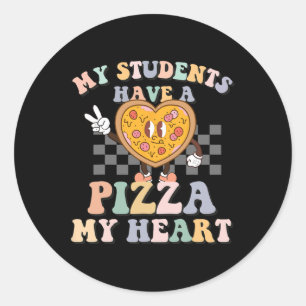 Pegatina Redonda Mis Estudiantes Tienen Una Pizza-Mi-Corazón