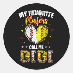 Pegatina Redonda Mis Futbolistas De Béisbol Favorito Me Llaman Gigi