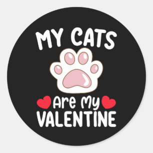 Pegatina Redonda Mis Gatos Son Amantes De Mascotas Graciosos De San