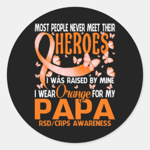Pegatina Redonda Mis Héroes Llevo Naranja Para Mi Papá Rsd Crps Con