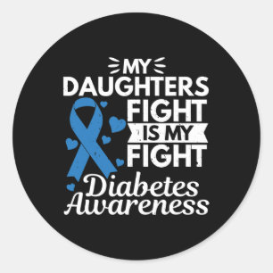 Pegatina Redonda Mis Hijas Pelean Es Mi Lucha Contra La Diabetes Ti